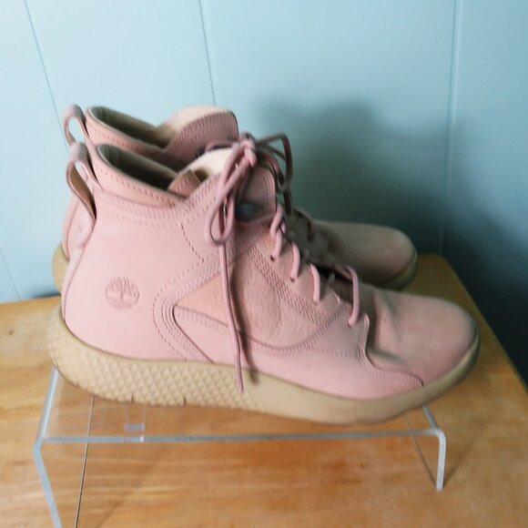 Timberland Suede Ankle Boots Pink Lace Up Size 8 - Picture 1 of 10